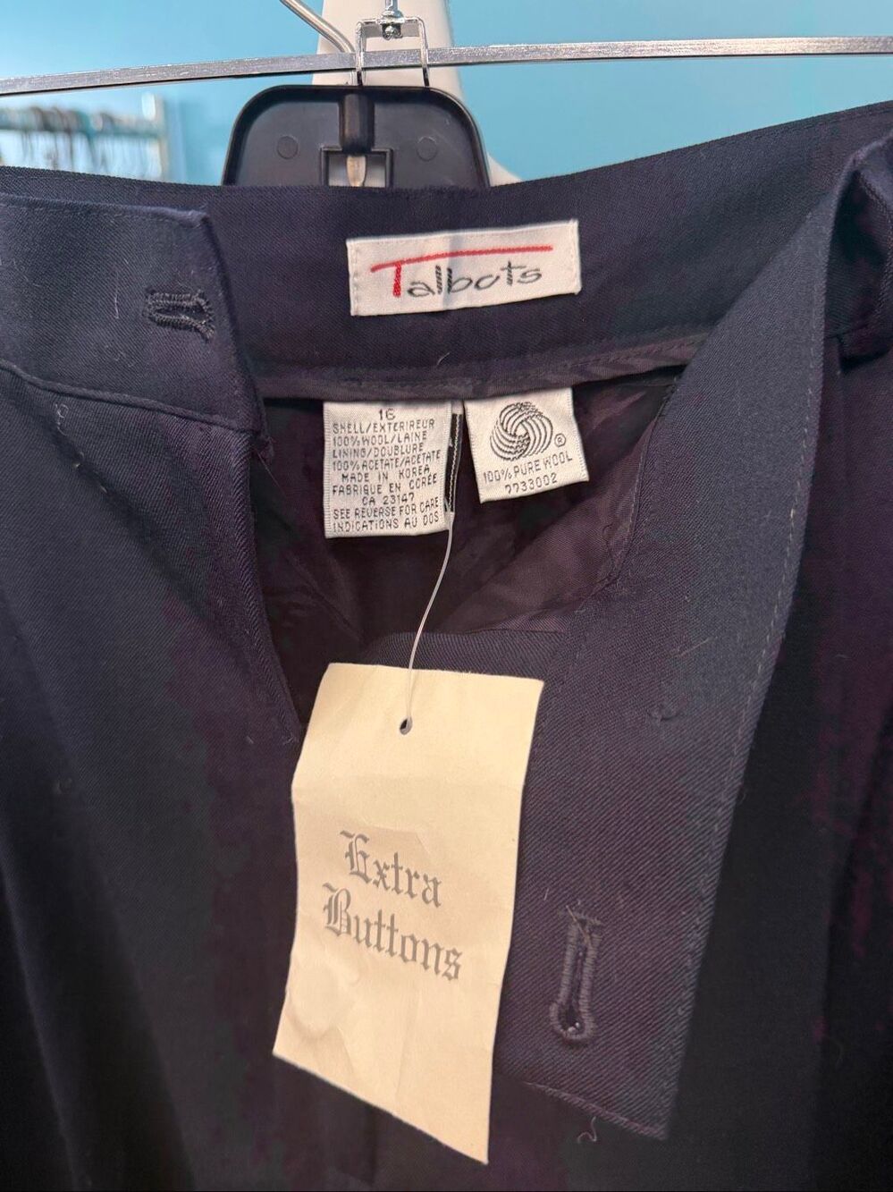 Talbots Navy Blue Pleat Front Wool Dress Pants Women’s Size 16 NEW - Picture 4 of 6
